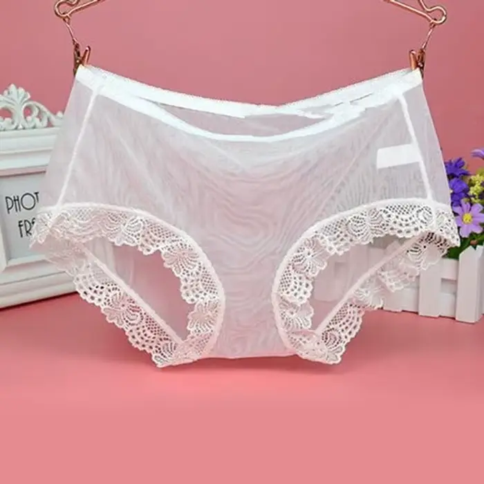 Culotte Sexy en dentelle pour femmes, sous-vêtement Transparent, taille moyenne, grande taille, mail