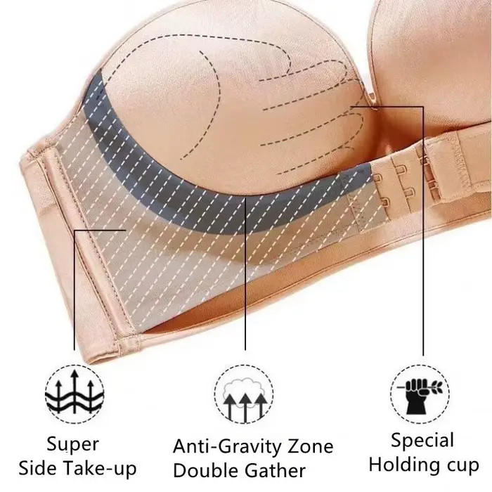 Nastaviteľná push-up podprsenka sexy predné uzavretie pohodlné neviditeľné podprsenka pre ženy špeciálne príležitosti formálne svadobný večer