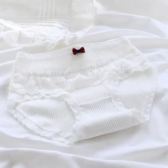 Sous-vêtements pour fille, en coton, joli tricot, taille moyenne, culotte pour jeune fille, mignonne