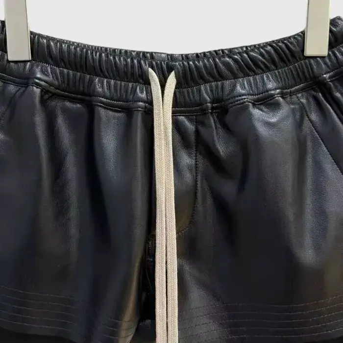 HKSH été nouvelles femmes Style foncé Shorts en cuir PU cordon taille élastique mode Punk Streetwear