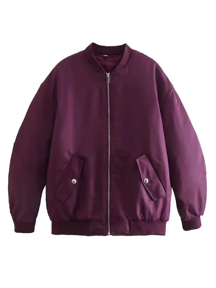 Veste Bomber Femme Yenkye Polyester Style Vintage Streetwear Automne Hiver Occasions Spéciales