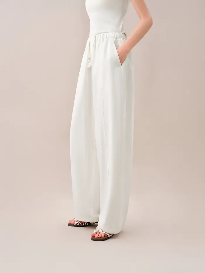 FSLE【Série Premium】Pantalon large décontracté pour femme, coupe ample, taille élastique, collection 