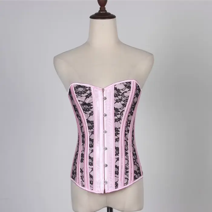 Corset rose haut bustier victorien surbuste princesse élégant Corsets haut Sexy dentelle florale Corset Lingerie Showgirl Costume de fête