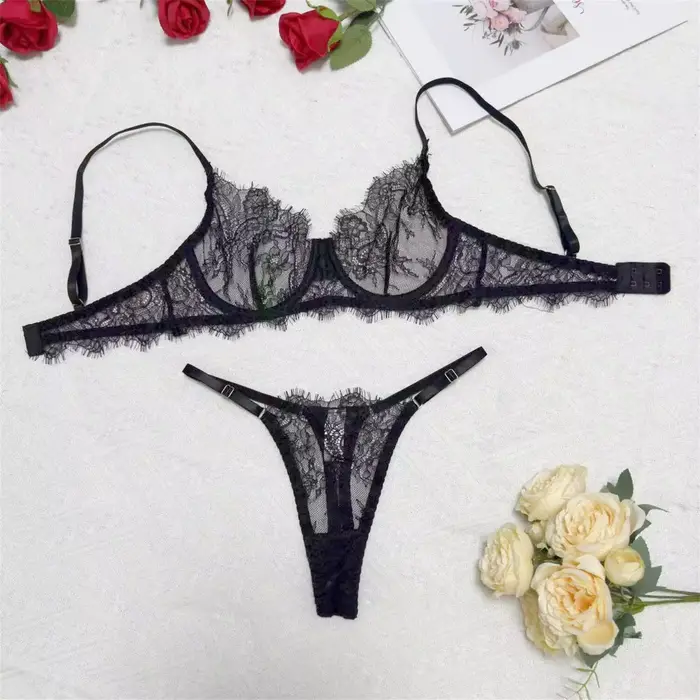 Ellolace Ensembles de Lingerie Élégants pour Femmes, Soutien-Gorge en Dentelle Séduisant Hilitos 2 P