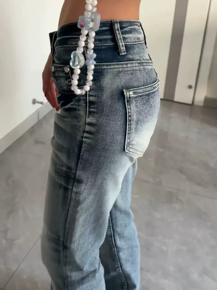Džínsy Micro Flare Y2K pre ženy