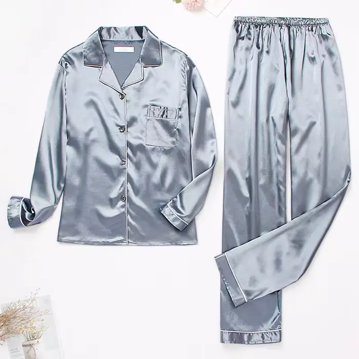 Injhomewear - Saténové pyžamo s dlhými rukávmi pre ženy