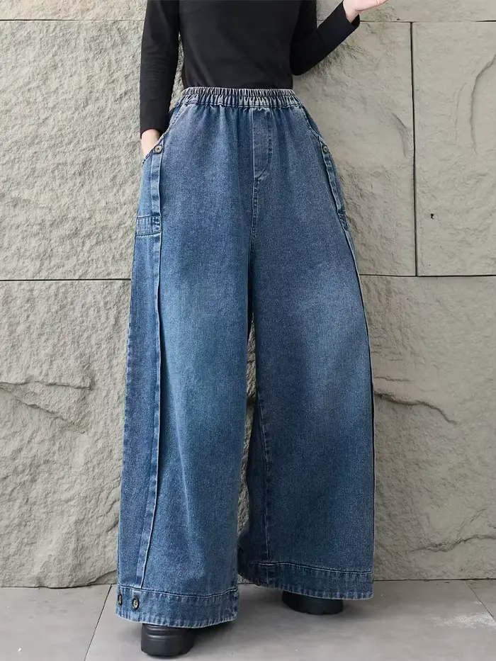 Amax LuluE 2026 jar klasická džínsová nohavica pre dámy Vintage pevná ležérna žena voľná elastická