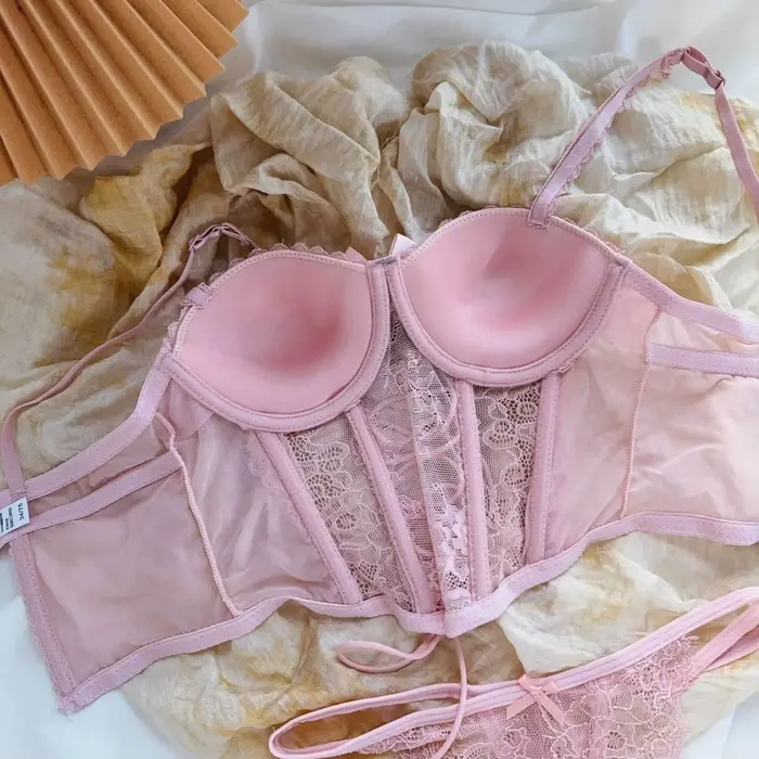 Japonsko Sexy Spodná bielizeň Set Lolita Kawaii Ružová Biela Čipka Dospelý Cosplay Ženy Podprsenka Spodná bielizeň Set Dievča Sleepwear