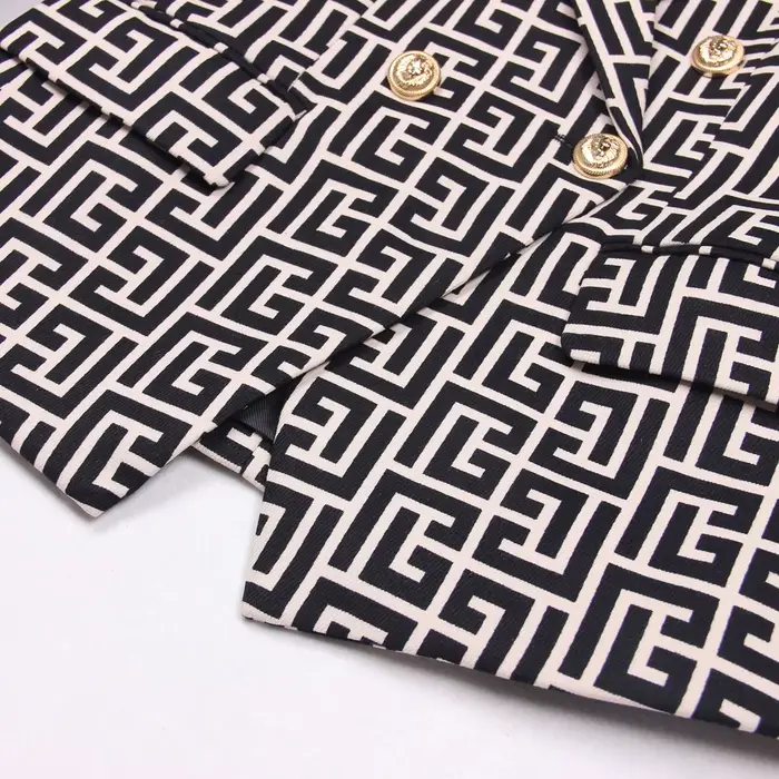 S-3XL Haute Qualité Mode Imprimé Labyrinthe Double NucleoGold Bouton Manches sulfSlim Fit CommPiedmo