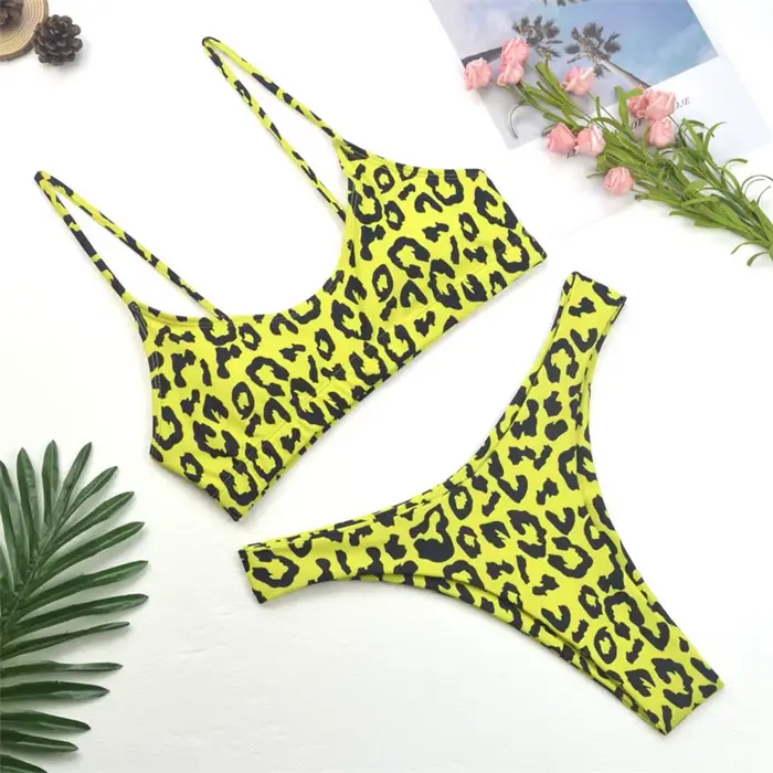 Leopard tanga plavky ženy 2022 Sexy set Bikini tlačené Push up plavky Brazílska žena Bikini set plavky