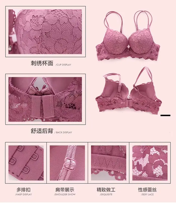 Sexy podprsenkový set pre ženy Push Up Lenceria Mujer s kosticami Langerie dievča Bralette podprsenka a nohavičky Feminina čipka Underwe