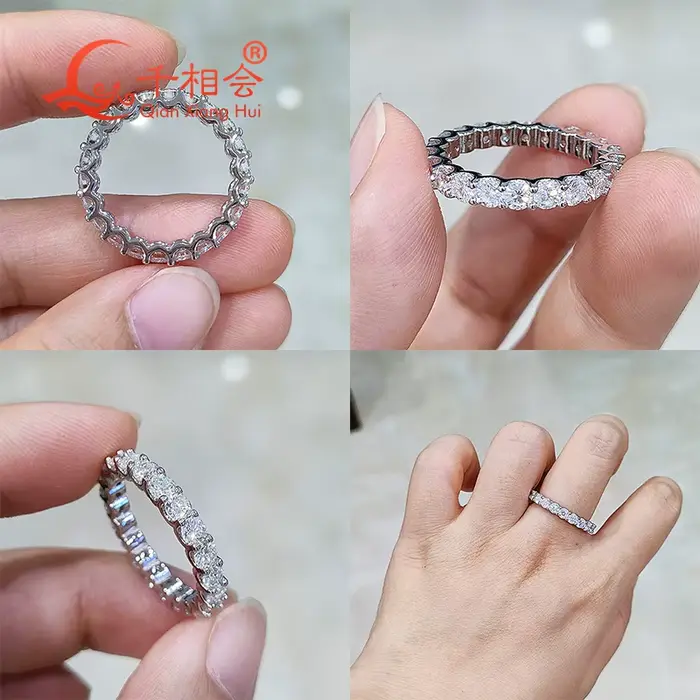 Bague éternelle ronde en moissanite D VVS de 3 mm ou 2 mm, en argent S925, bijoux pour femme, cadeau