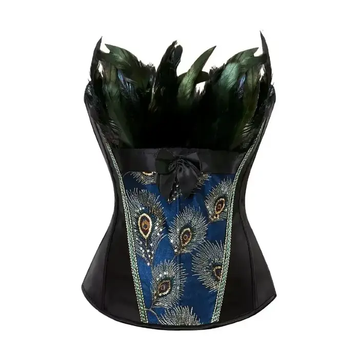 Vintage bustier z polyesteru a elastanu s perím, pre ženy, gotický štýl, každodenná móda, špeciálne príležitosti ,,HTML