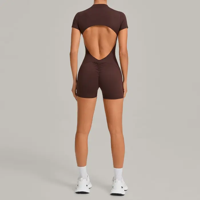 Ensemble de yoga pour femmes Ningyu, combinaison de sport à dos ouvert avec fermeture éclair, combin