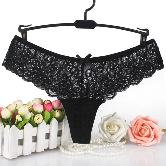 String Sexy en Dentelle pour Femme, Culotte Taille Basse avec Nministériels d Papillon, Broderie Florale, Charmant String, LencBR
