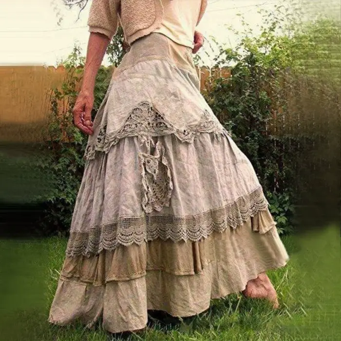 Bohemian Style čipka dlhá sukňa pre ženy Junior letné a špeciálne príležitosti