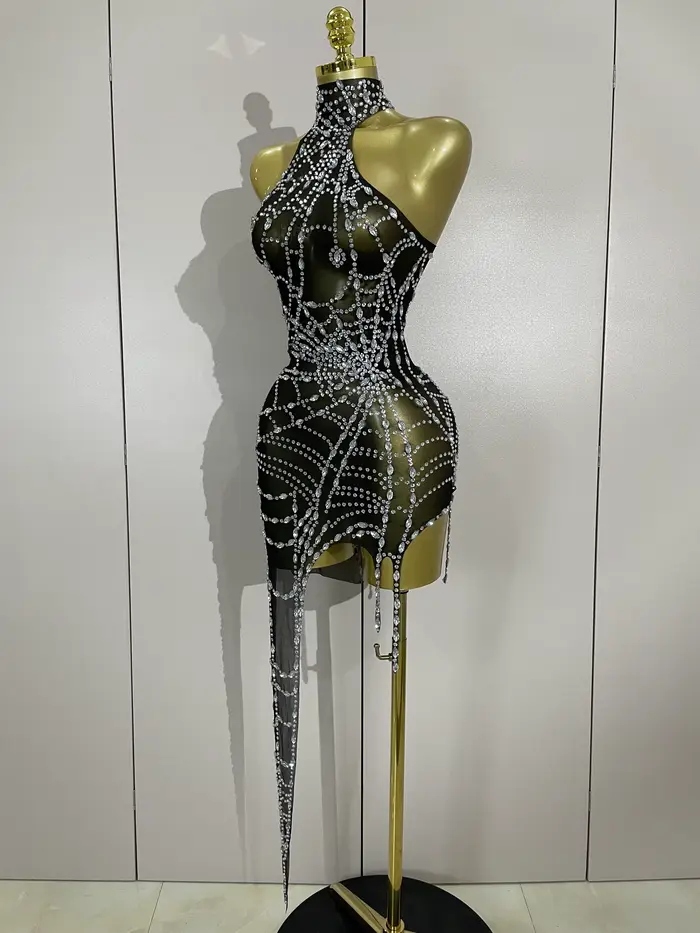 Sexy mini šaty bez rukávov polyester elastan pre ženy kluby show disco