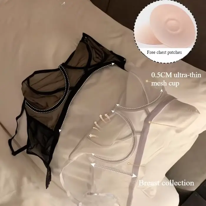 Soutien-gorge transparent en dentelle brodée pour femme, ultra fin, sous-vêtement sans bretelles, invisible, sexy, patch de poitrine, cadeau