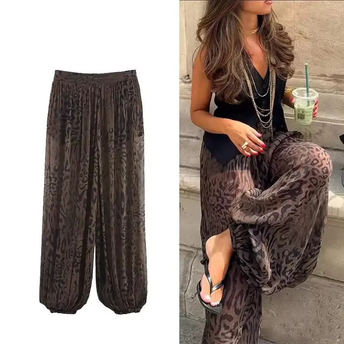 Univerzálne leopardie džínsy pre ženy, high street štýl, vintage a moderné, špeciálne príležitosti a každodenné