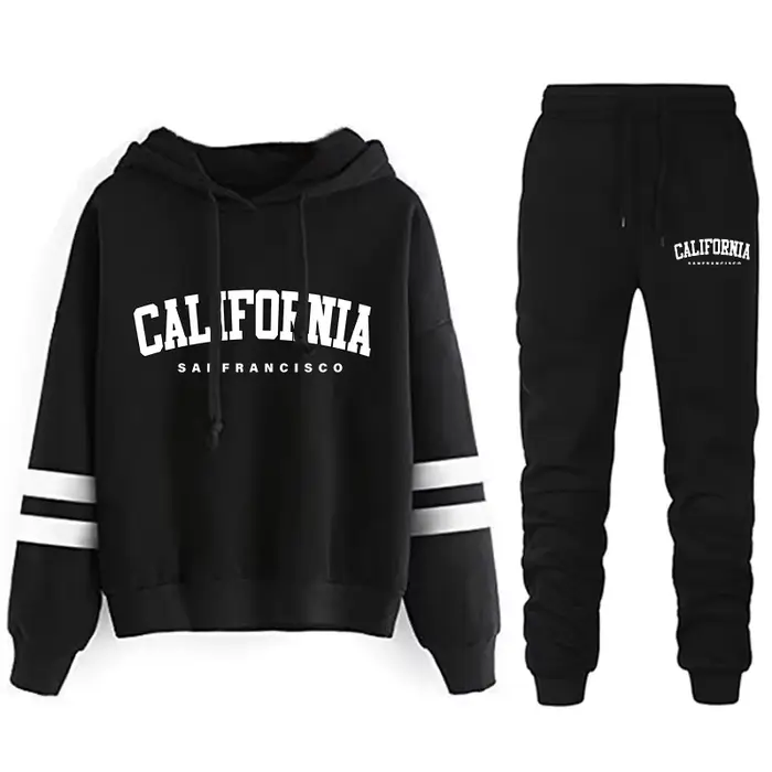 California Womens Survêtement Casual Stripe Polyvalent Sweat à capuche ou pantalon ou costume Simpli
