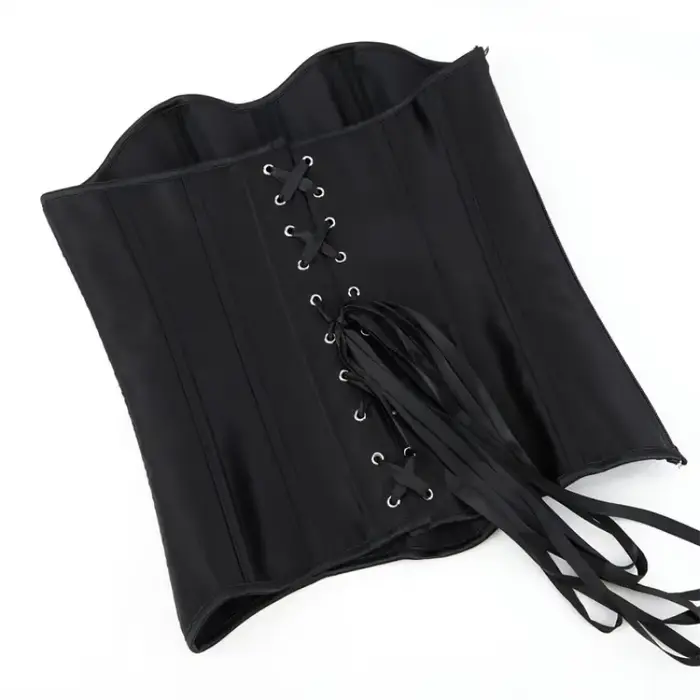 Dámske poprsie Top korzet čierna biela satén jednoduché elegantné gotické Bustier zips pasu Cincher Shapewear Sexy Korset