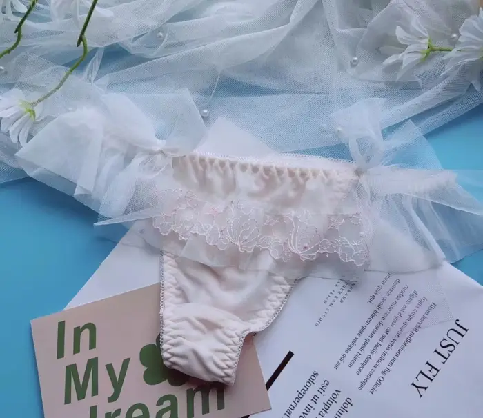 Vyšívané Čipka Ruffle Nohavičky, Roztomilé Tanga Nohavičky, spodná bielizeň, Lolita Kawaii, Princezná, M L Pacienti, 2024 Skutočné Fotografie, Nové, 100%