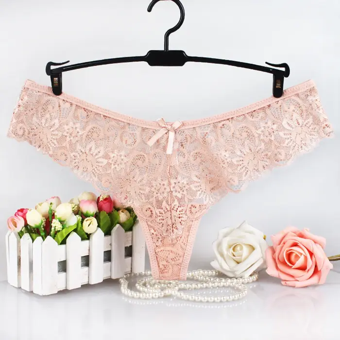 String Sexy en Dentelle pour Femme, Culotte Taille Basse avec Nministériels d Papillon, Broderie Florale, Charmant String, LencBR