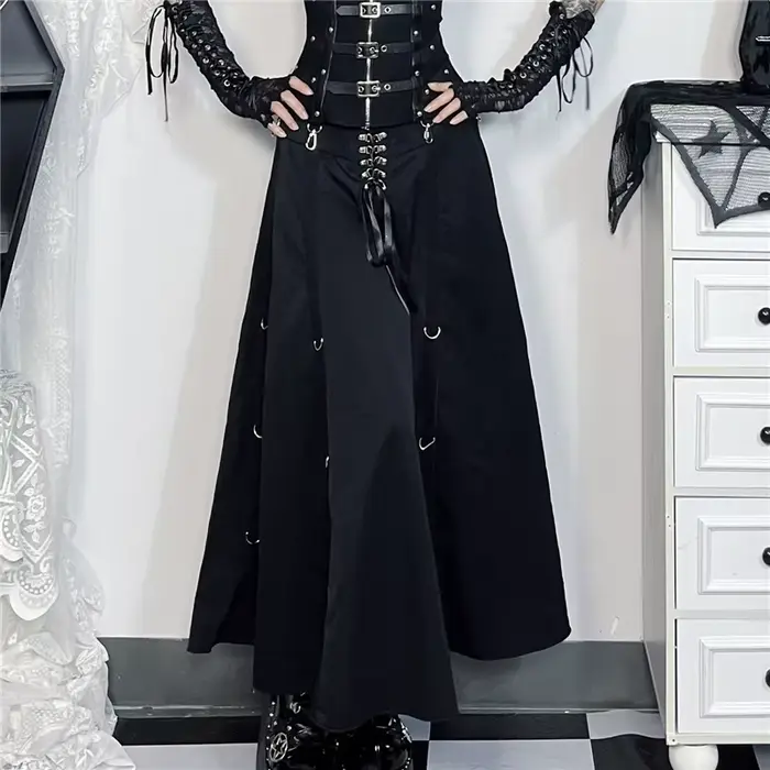 Harajuku Emo gotické šaty pre ženy alternatívneho štýlu grunge s nitmi a rezané a-line špeciálne príležitosti