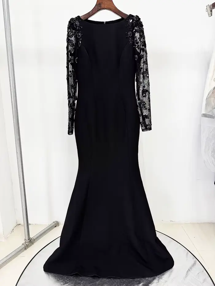 HIGH STREET Nouvelle Collection 2026 Robe Longue de Soirée Designer pour Femme, à Manches Longues, e