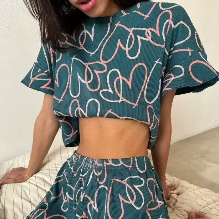 Ensemble de pyjamas pour femmes, vêtements de nuit en satin, hauts boutonnés et shorts, pyjama 2 piè