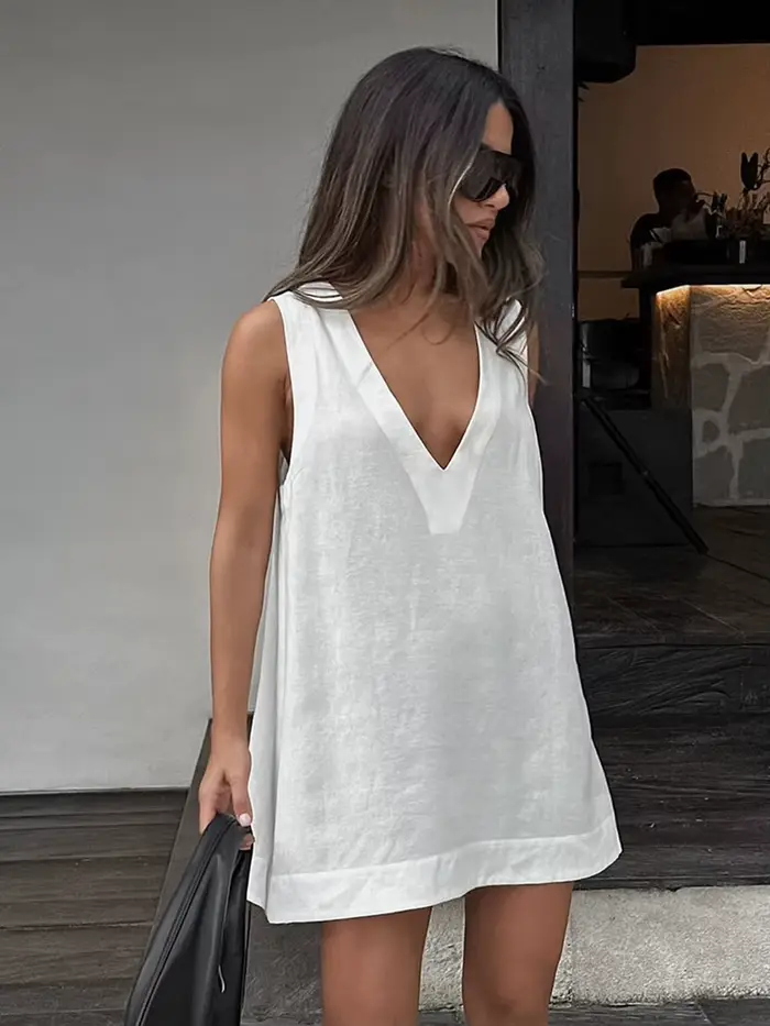 Marthaqiqi coton femme chemises de nuit Sexy col en v vêtements de nuit débardeurs pyjamas dos nu vê