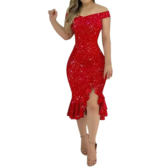 Sexy bohémske večerné šaty pre ženy s výstrihom a aplikáciami pre špeciálne udalosti a elegantné večery