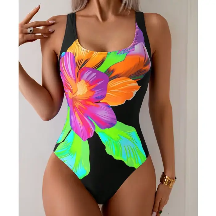 Letná potlač Sexy jednodielne plavky pre ženy Push Up plavkové oblečenie na plávanie body