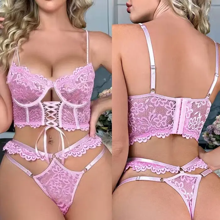 Sexy polyesterová čipka spodná bielizeň s priehľadnou push-up podprsenkou pre ženy špeciálne príležitosti