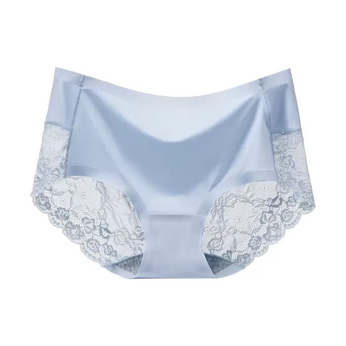 Gentle.Bear-Culotte taille moyenne en dentelle pour femme, sous-vêtement en soie glacée, respirante,
