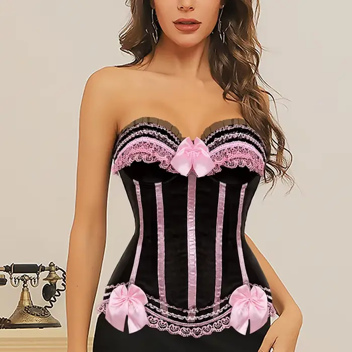 Ružový korzet pre ženy, viktoriánsky bustier, pruhovaný, sexy, superbust, pás, chudnutie, princezná, kostým Halloween