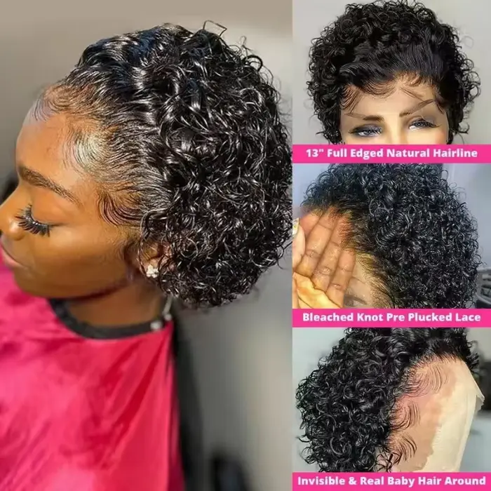 Perruque Pixie Courte Cheveux Humains Brésiliens Bouclés Élégantes Occasions Spéciales Doralia