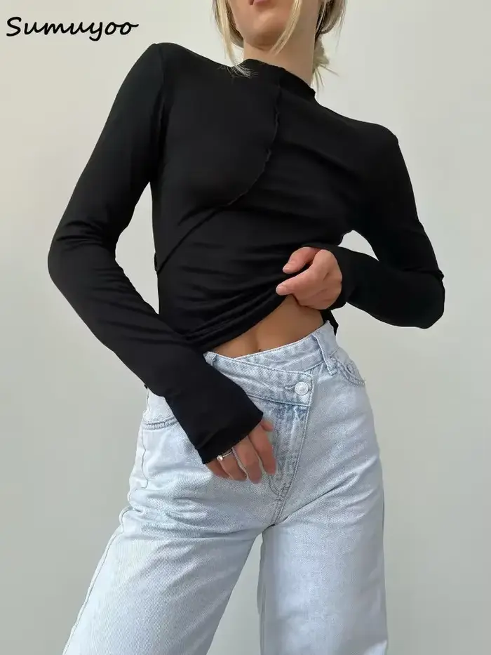 Summkoo-Dámske tričko Slim Fit s dlhým rukávom