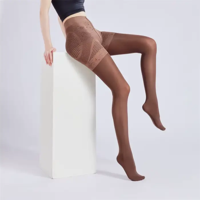 Collants façonnants grande taille pour femmes, collants brillants taille haute, contrôle du ventre, effet de levage