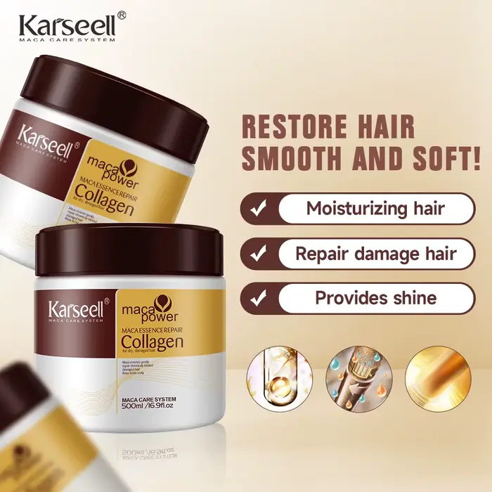 Conditionneur Karseell Argan Collagène Hydratation Intense et Brillance Naturelle Cheveux Secs et Abimés Usage Journalier Occasions Spéciales