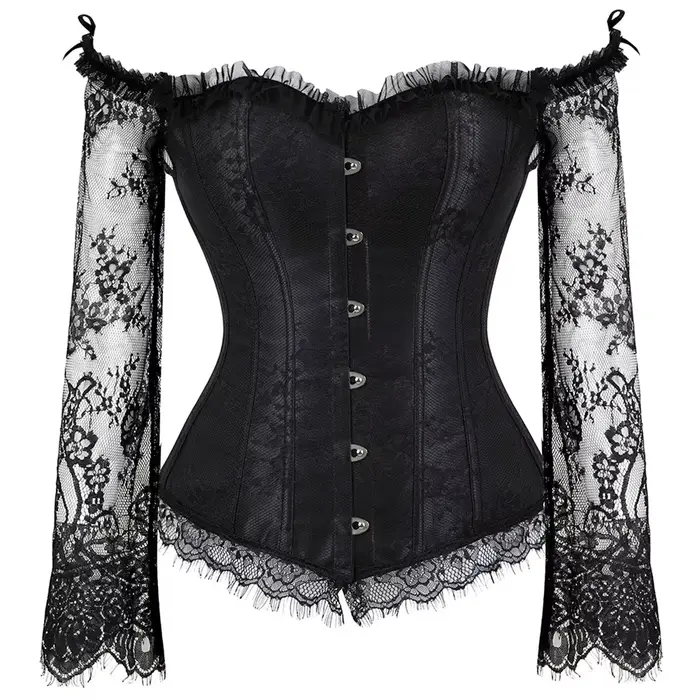 Manches longues élégant gothique Corsets Sexy épaules nues à lacets surbuste Corselet femmes corps t