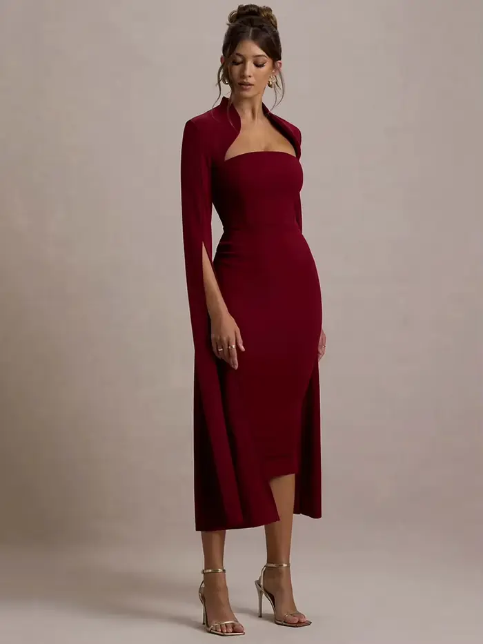 Viacúčelové šaty Mozision Sexy s štvorcovým výstrihom pre ženy Fall-Winter Club štýl a špeciálne večery