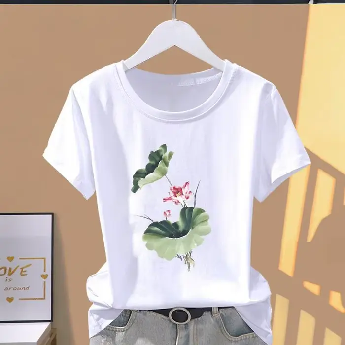 T-Shirt à Manches Courtes pour Femme, Vêtement Imprimé Papillon, Mode Pop, Décontracté