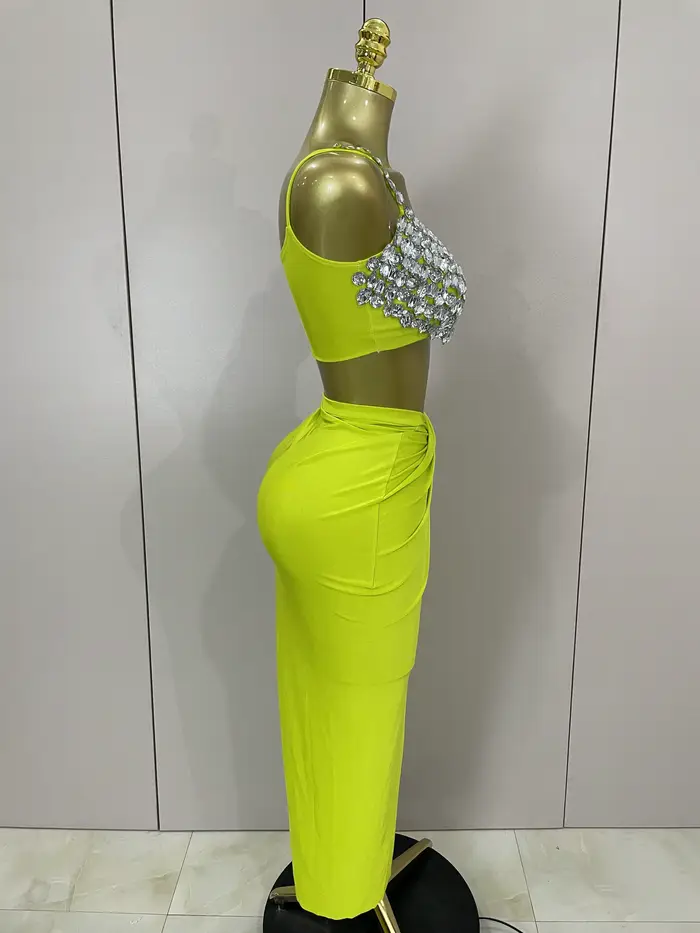 Dvojdielny sexy set s trblietavými kryštálovými diamantmi pre ženy