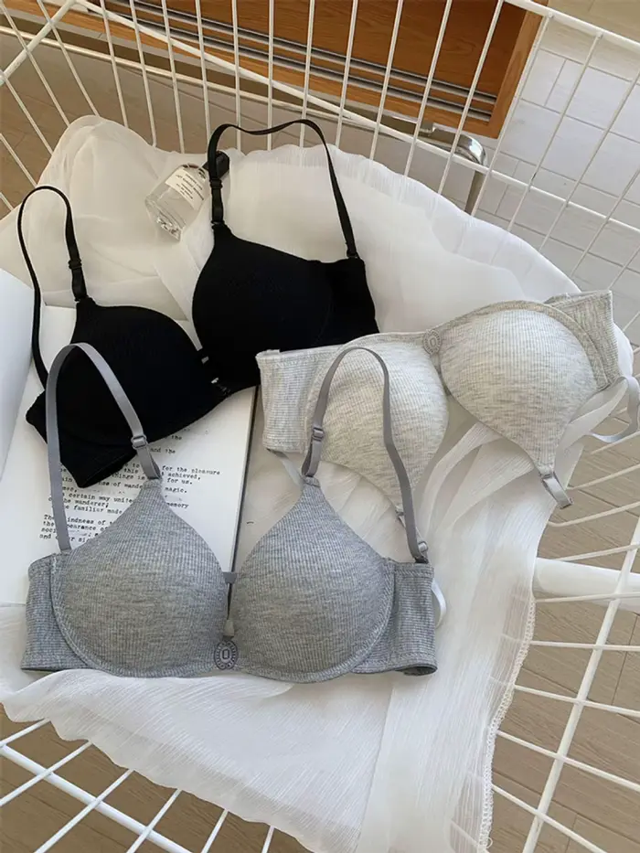Dámska podprsenka roztomilý Byte Slim Fit polstrované push-up tlačidlá predné spodná bielizeň študentov tri popruhy späť otvorené