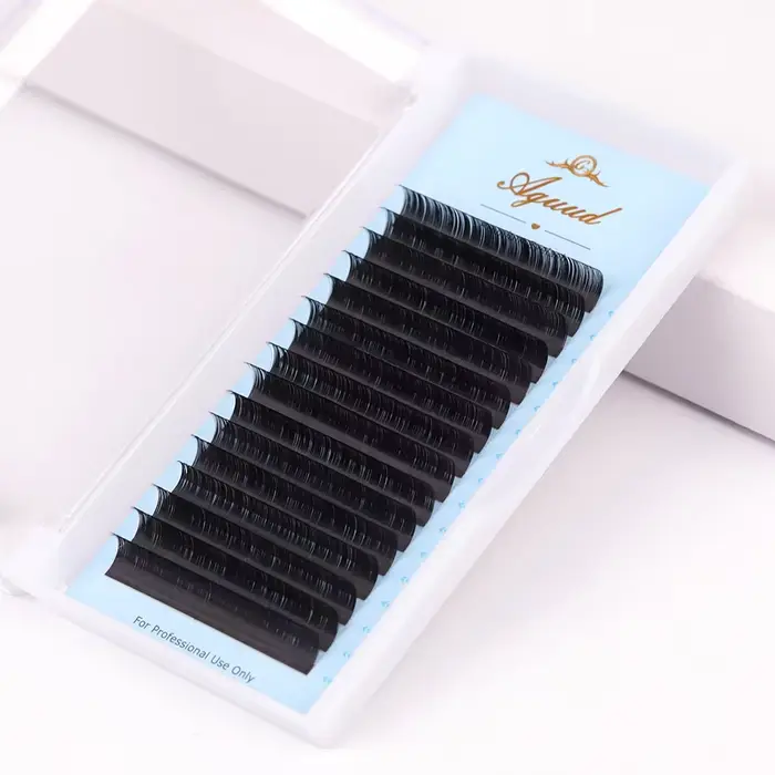 AGUUD-Extensions de Cils Individuels en Faux Vison, 16 Rangées, 16-20mm, 256 Cils en Cachemire Noir,