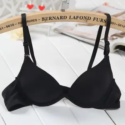 Soutien-gorge noir à armatures pour femmes, soutien-gorge push up, coupe fine, petite poitrine, bell