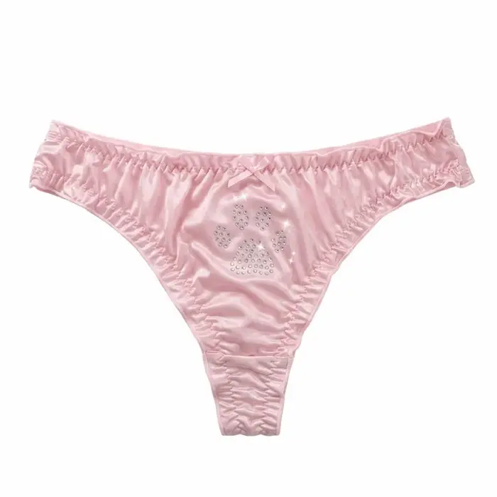 Culottes Lolita Patte de Chat Kawaii en Coton avec Strass, Strings Confortables et Doux à Volants po