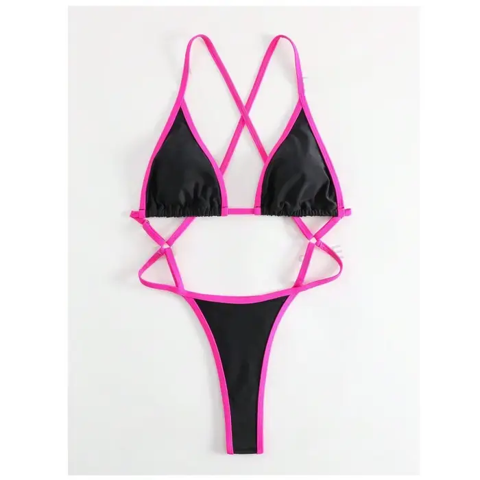 Cikini Summer Beach Jednodielne plavky s kontrastným lemom a lodičkovým výstrihom pre ženy - Sexy