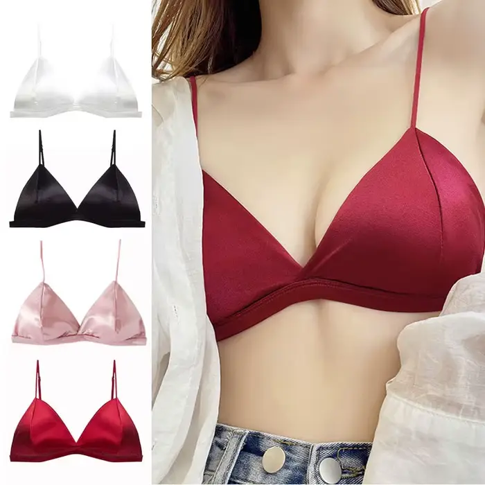 Sexy polyesterová podprsenka pre ženy, voľná veľkosť, polstrovaný trojuholníkový strih, zadné zatváranie, nastaviteľné popruhy, pre špeciálne a každodenné príležitosti